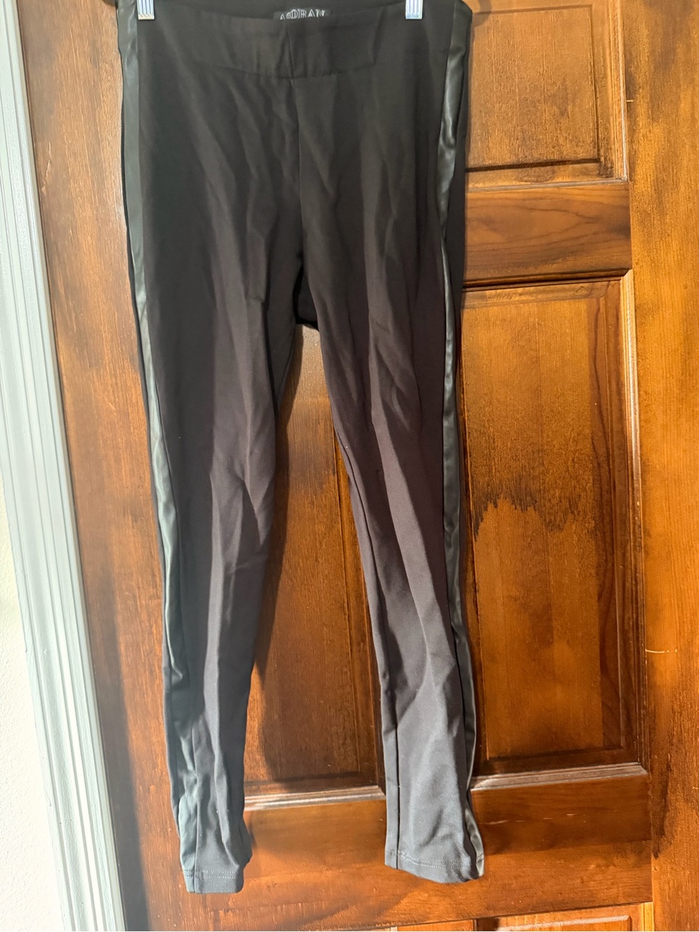Black Faux-Leather Side Stripe Leggings